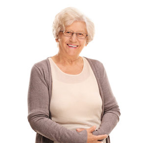 Studio shot of a cheerful old lady smiling