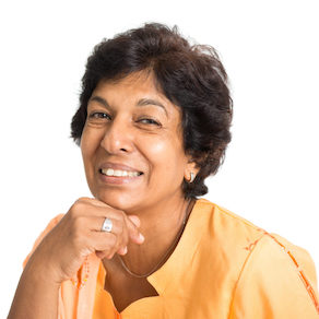 Portrait of a happy 50s Indian mature woman smiling,