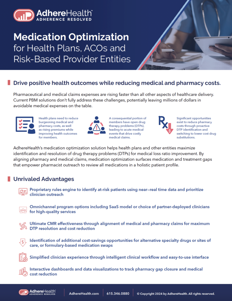Cover Sheet-Medication-Optimization-Health-Plans